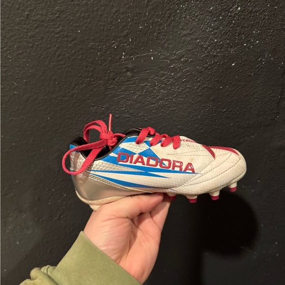 Kids Diadora Pink Blue Verona 2 Soccer Cleats Size 10 - Picture 7 of 8
